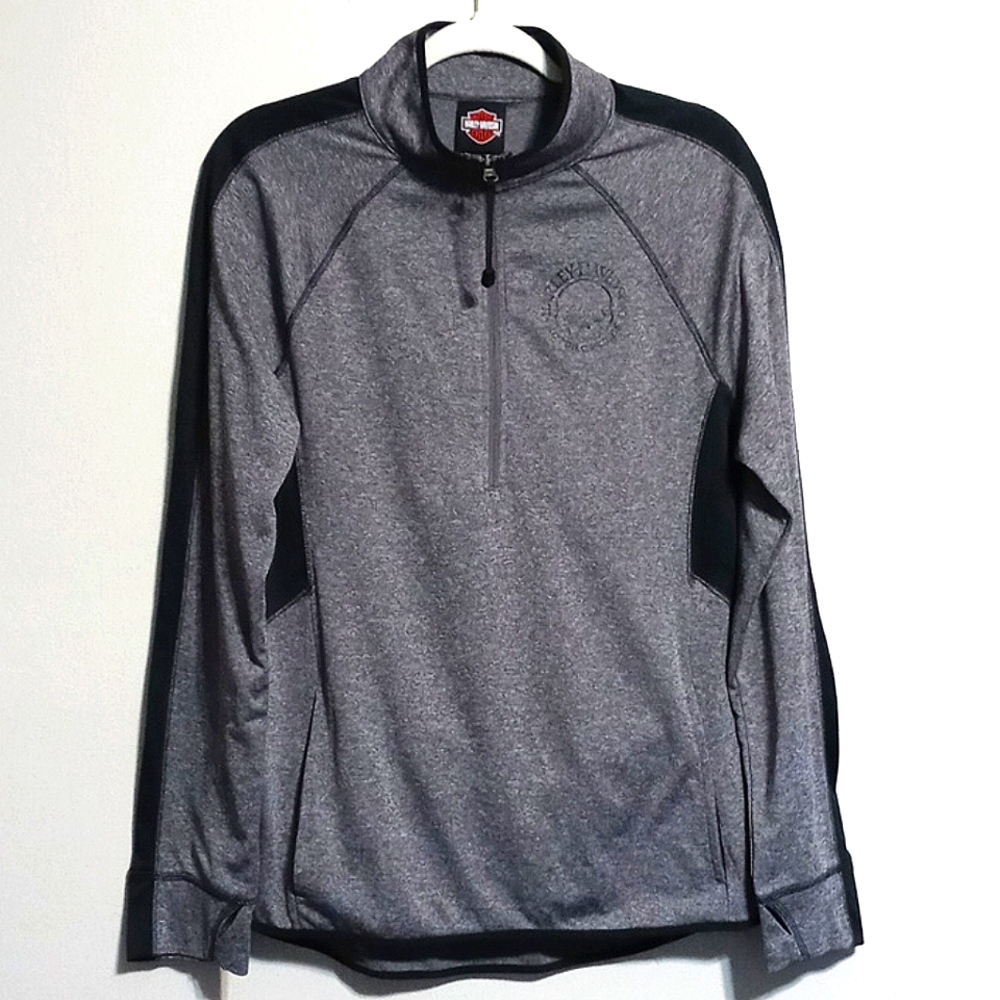 Harley Davidson Pull Over Grey Jacket Half Zip - image 1